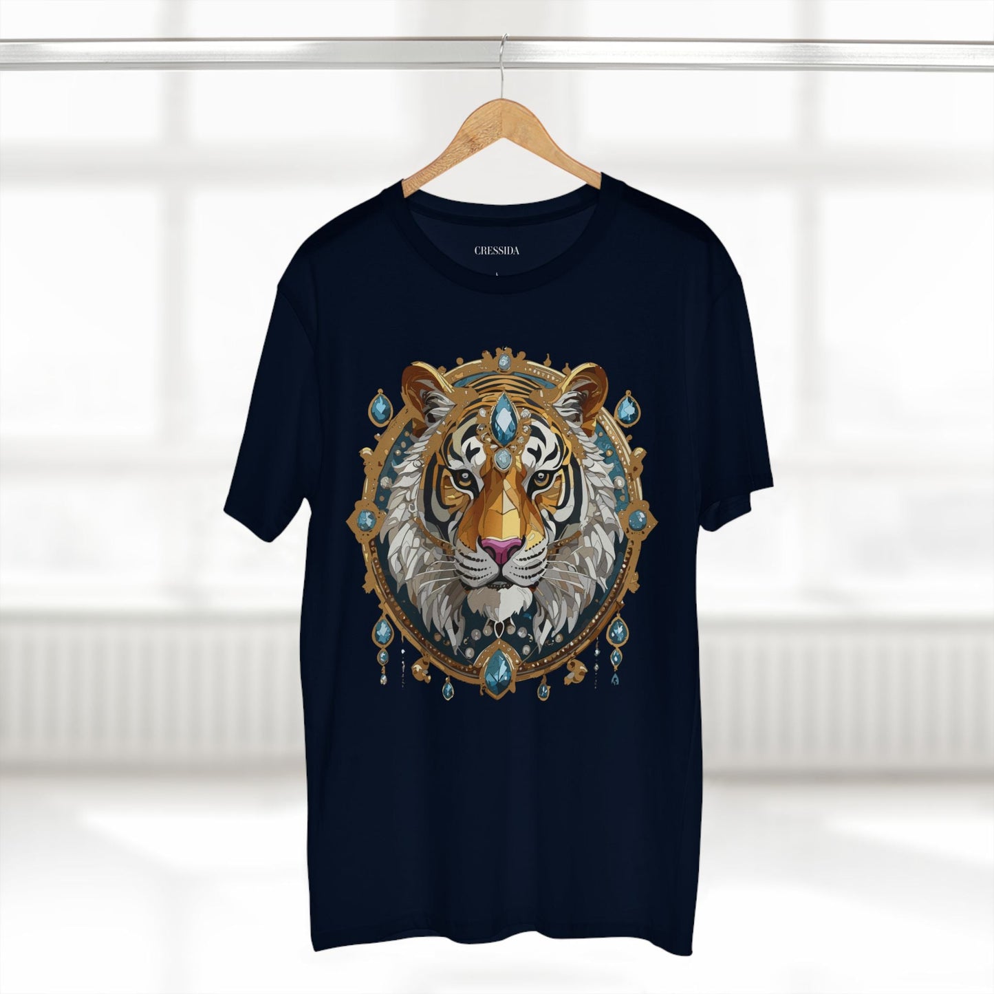 Tiger Graphic Unisex 100 Cotton Tee With Unique Animal Golden Medallion Art Design 51