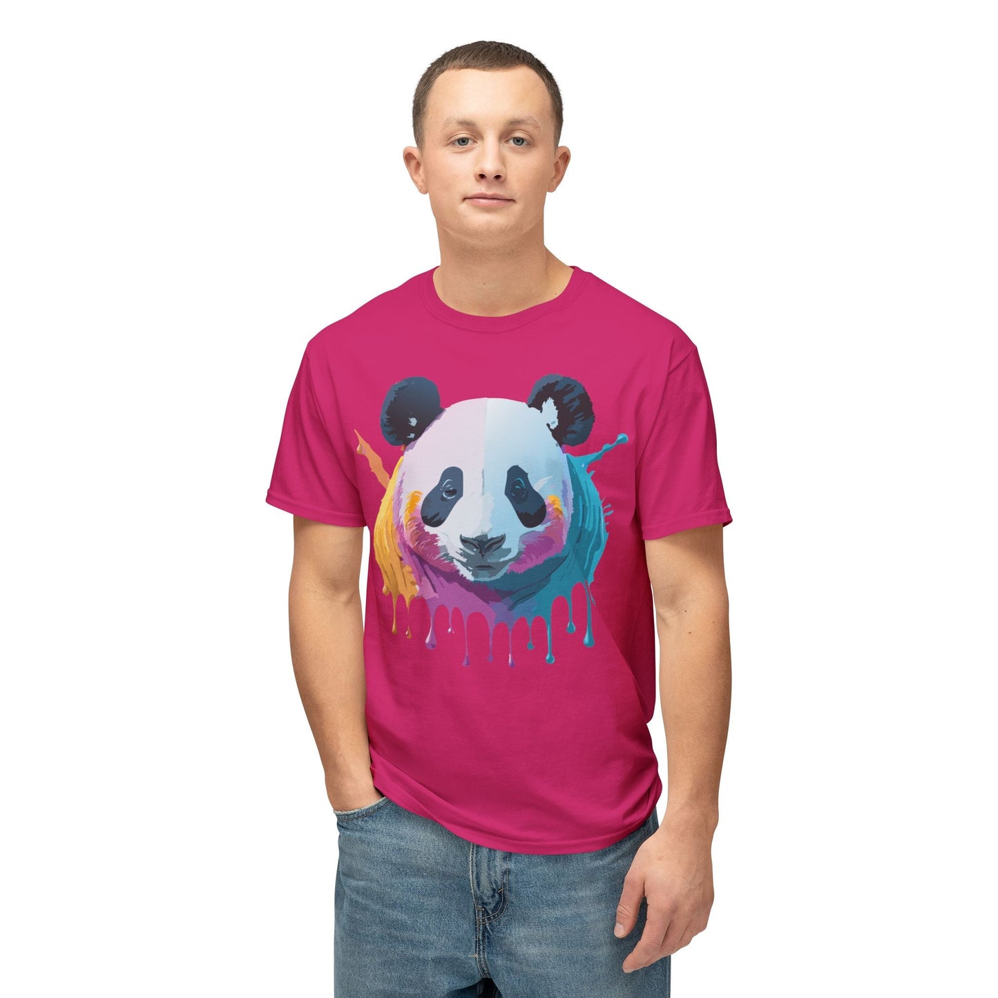 Unisex Panda Art Tee With Floral Print Premium Vintage Style HD Cotton Shirt Comfortable
