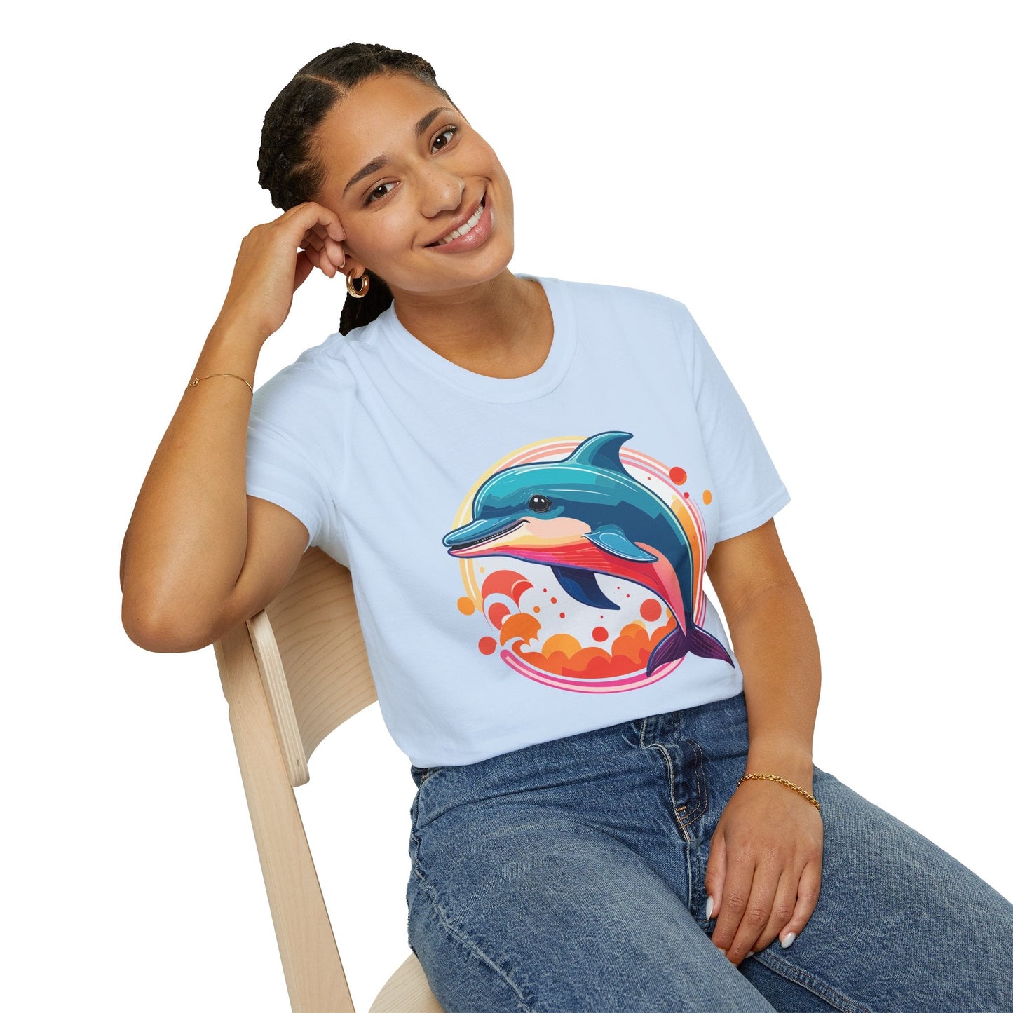 Dolphin Shirt Unisex Softstyle Tee Short Sleeve 100 Percent Ring Spun Cotton Gildan 64000