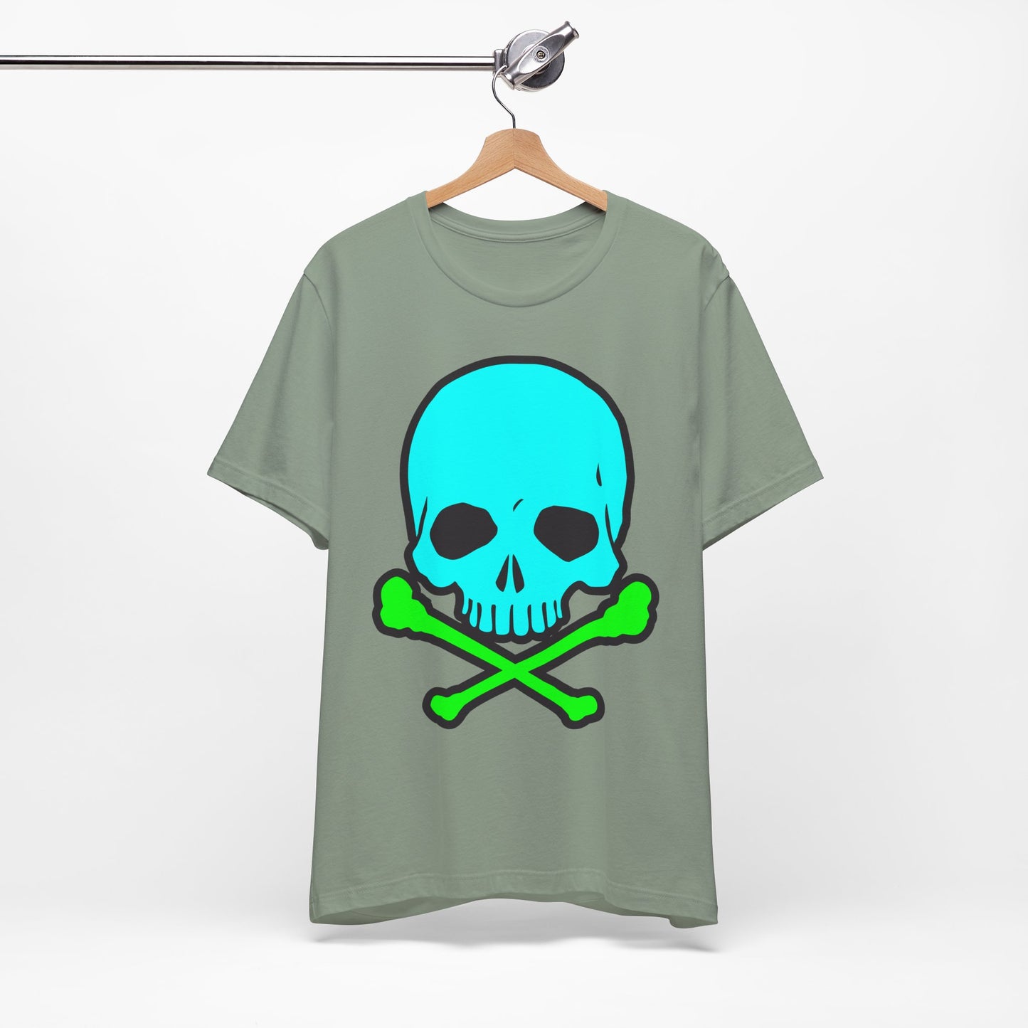 Blue Skull Graphic Design Tee, Skull Shirt, Vintage Tees, Art Design T-Shirt, Vintage Graphic Tee, Art Shirts with Skulls