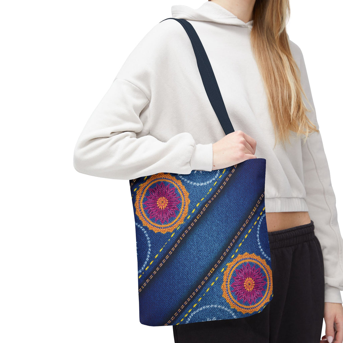 Diwali Graphic Denim Fabric Imitation Print Unisex Canvas Bag Poly Spun 3 Sizes Tote Bag 205-14
