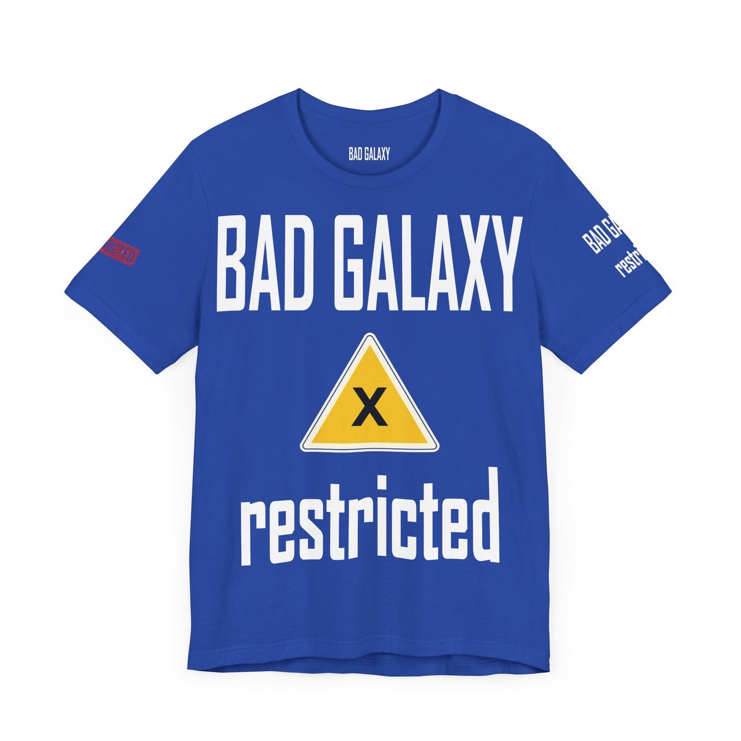 Bad Galaxy Tee Shirt With Red Stamp Made To Order 100 Percent Cotton Eco Friendly Inks USA