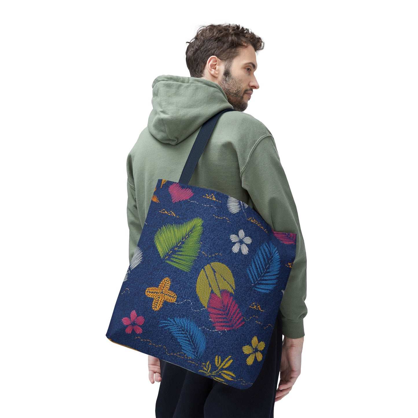 Denim Fabric Imitation Print Unisex Canvas Bag Poly Spun 3 Sizes Tote Bag 182-10