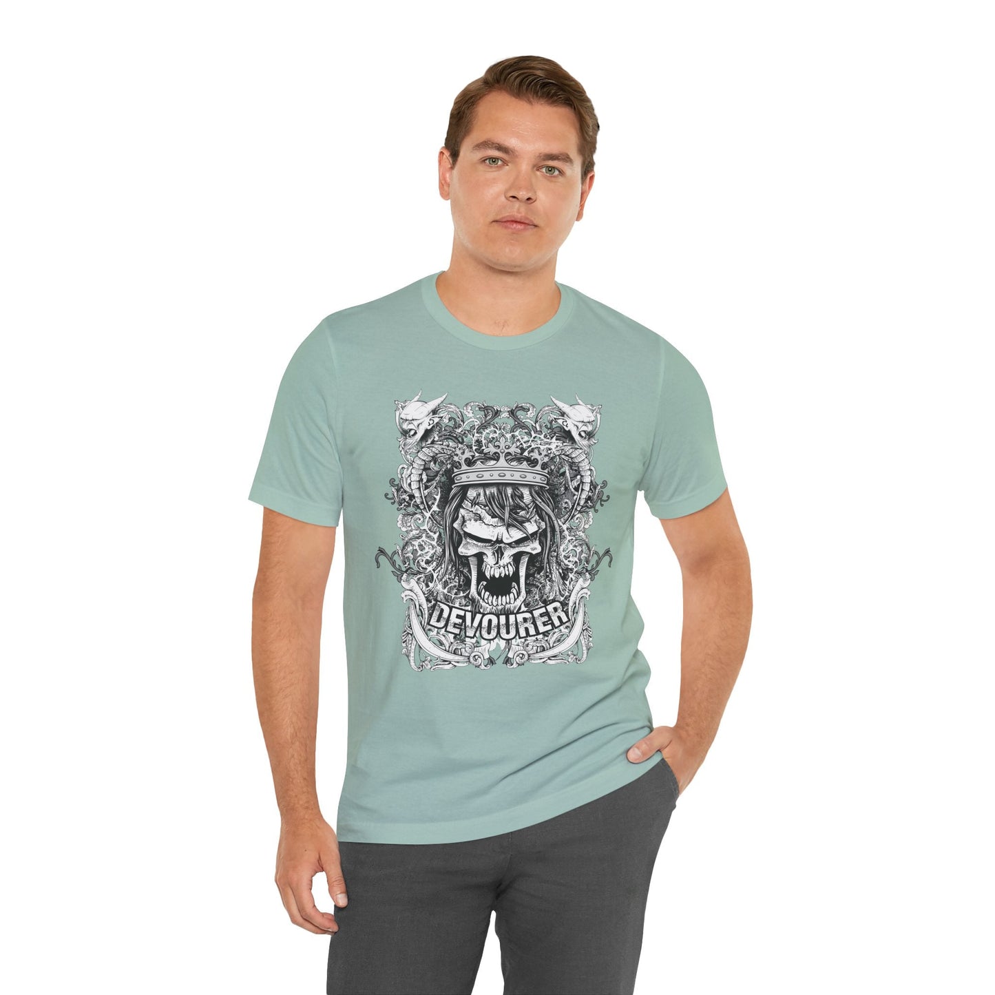 Gothic Skull Illustration Graphic Unisex Cotton T-Shirt r13