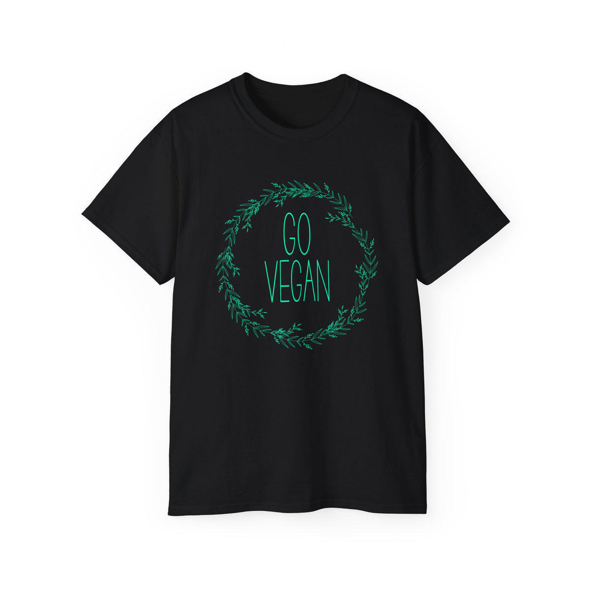 Go Vegan Wreath Tee | Plant-Based Vegan Shirt, Green Botanical Design