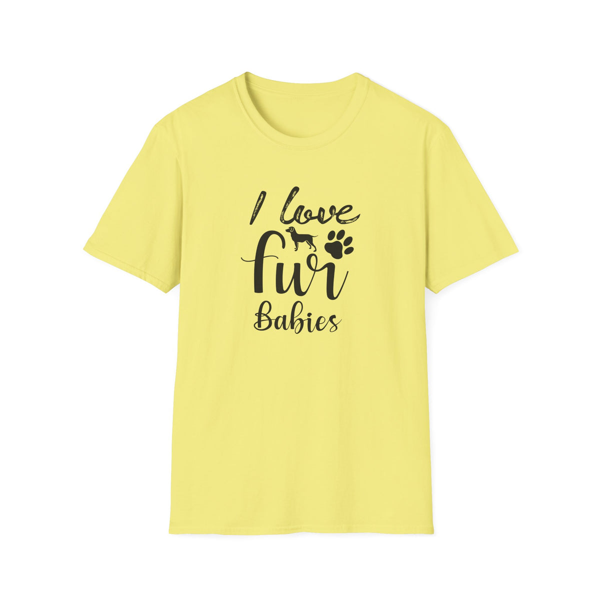 I Love Fur T-Shirt Dog & Cat Paw Graphic Tee for Pet Lovers Unisex Cotton T-Shirt Gildan Softstyle 64000 Tee
