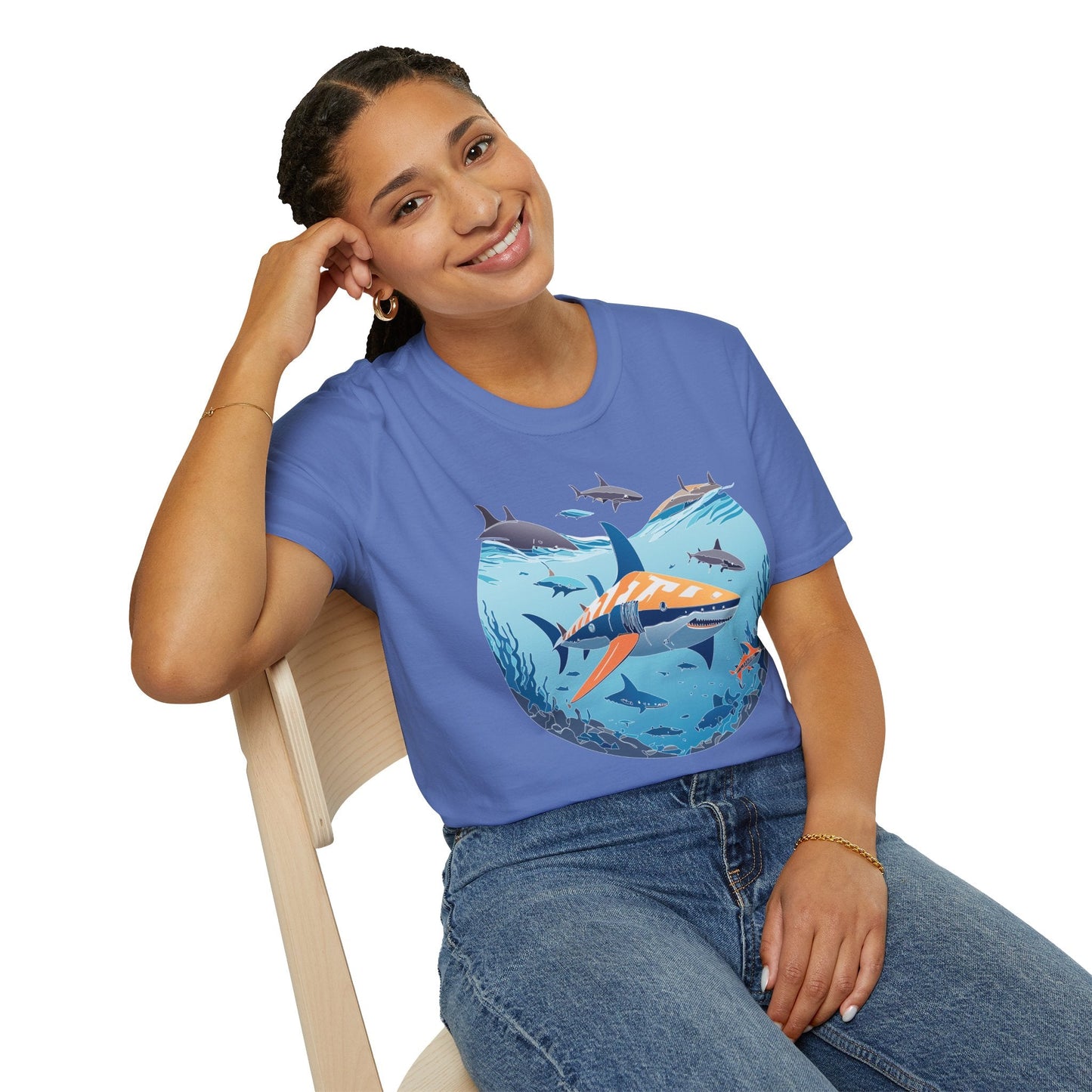 Ocean Tee Shirt Unisex Softstyle Gildan 64000 100 Percent Ring Spun Cotton Breathable U Boat Design