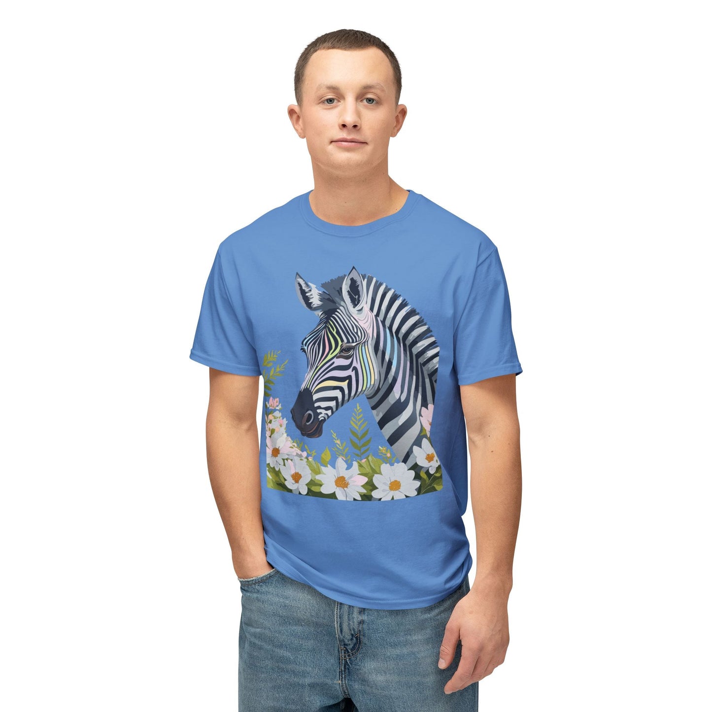 Unisex Zebra Art Design T Shirt With Floral Print HD Cotton Premium USA Made Jersey