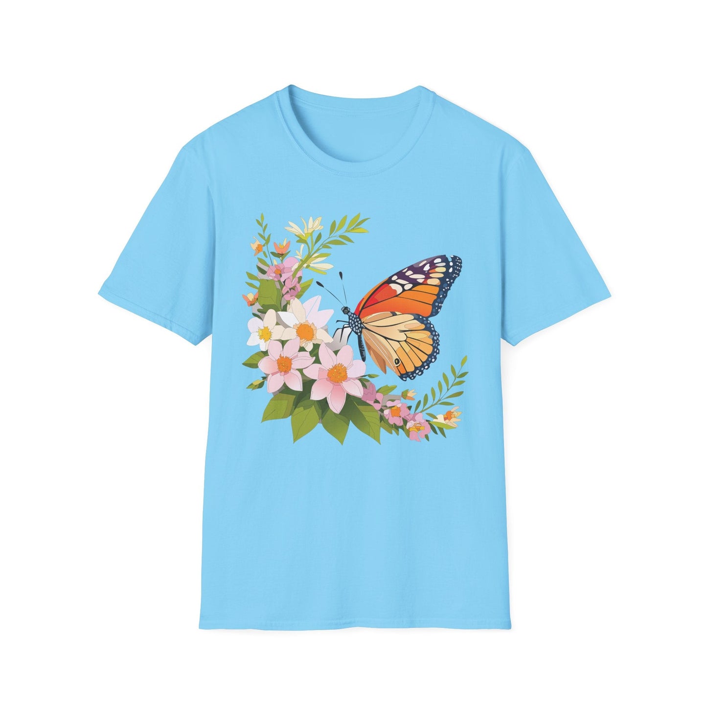 Monarch Butterfly T Shirt Unisex Softstyle Gildan 64000 100 Percent Cotton Tee Breathable