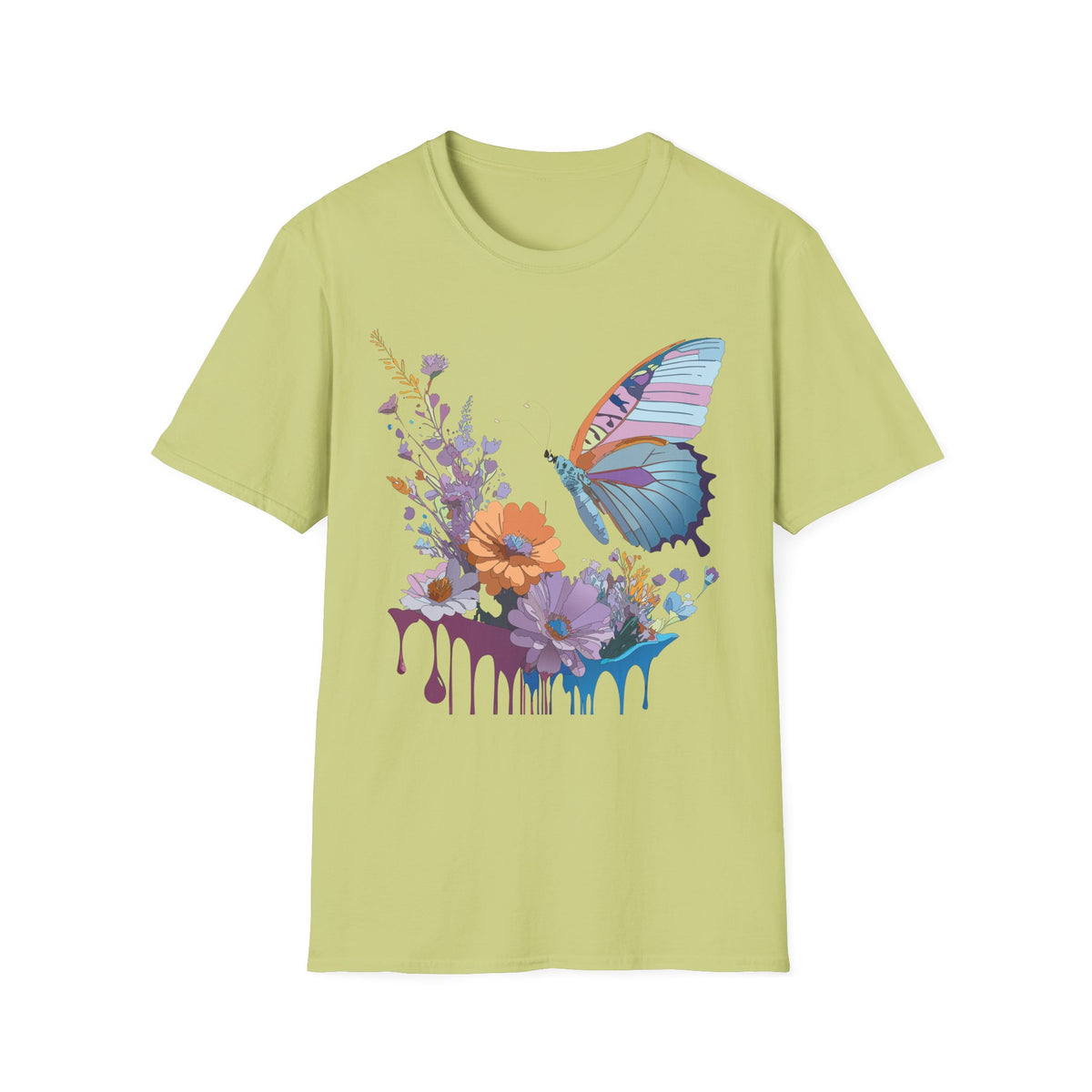 Butterfly Floral Graphic Design Unisex 100 Cotton Gildan T-Shirt