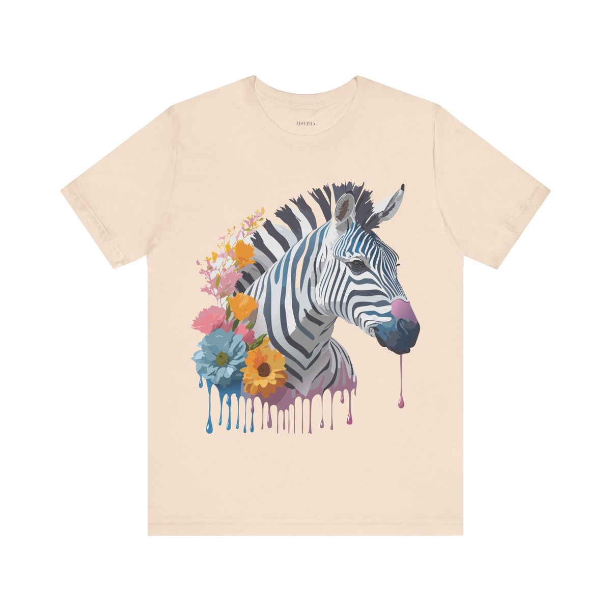 Zebra Graphic Unisex Cotton Bella+Canvas Tee with Art Animal Design e315
