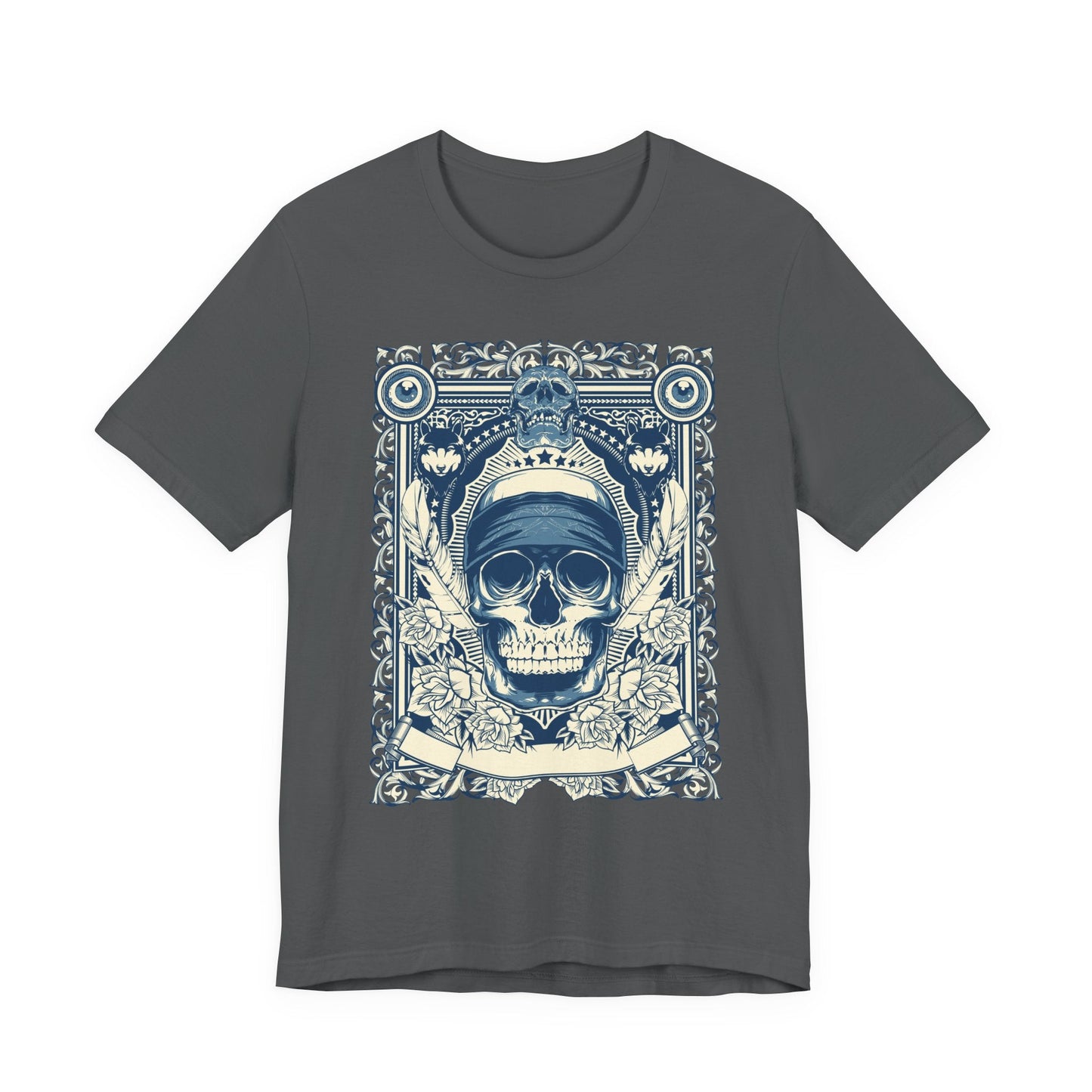 Skull Crown Graphic Tee Vintage Ornate Skull Illustration Rock Band T-Shirt