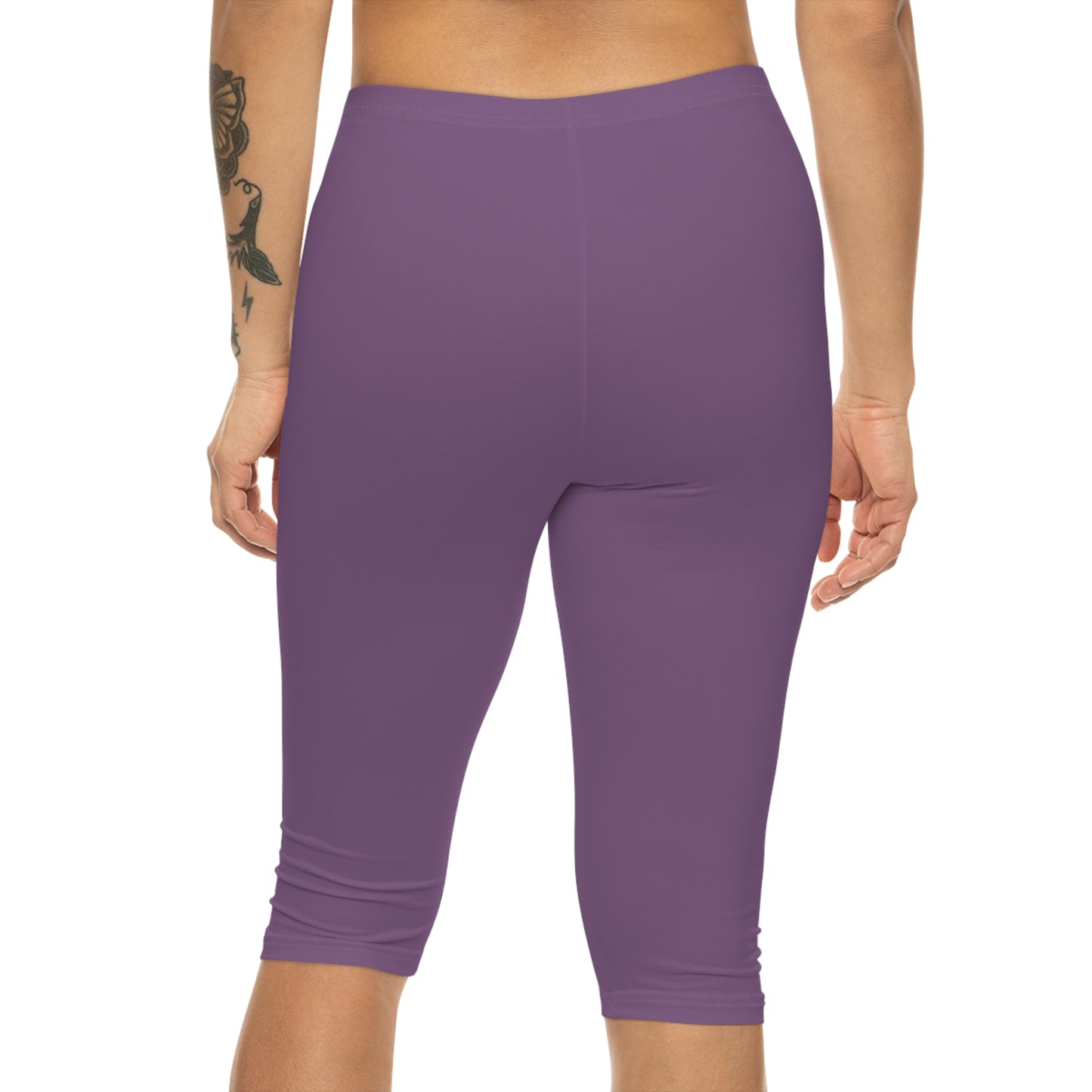 Dusty Lavender Color Women's Brushed Suede Poly Span Casual Capri Leggings XS-2XL