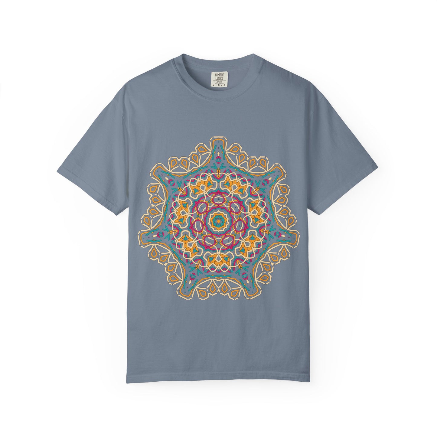 Unisex Garment Dyed Cotton T-Shirt with Mandala Graphic Design