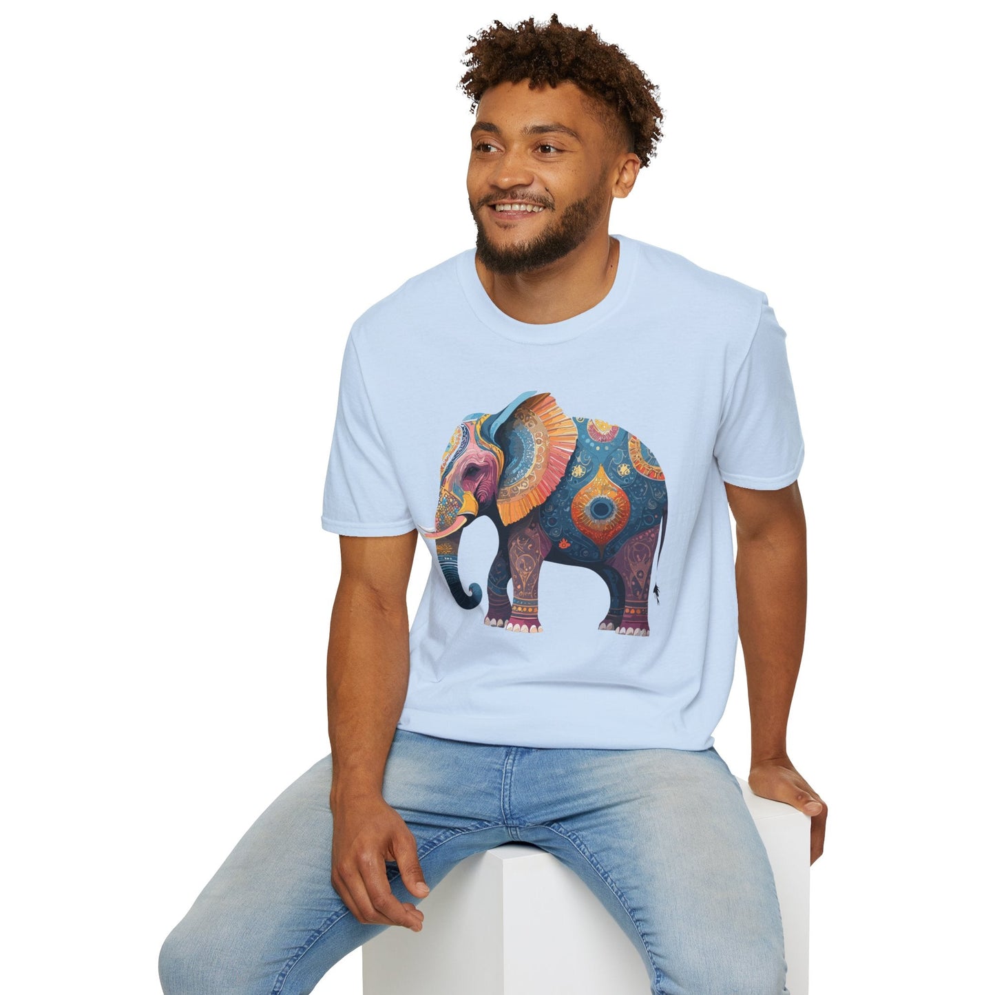 Elephant T Shirt Unisex Gildan Softstyle 64000 Tee With Animal Elephant Graphic Artwork