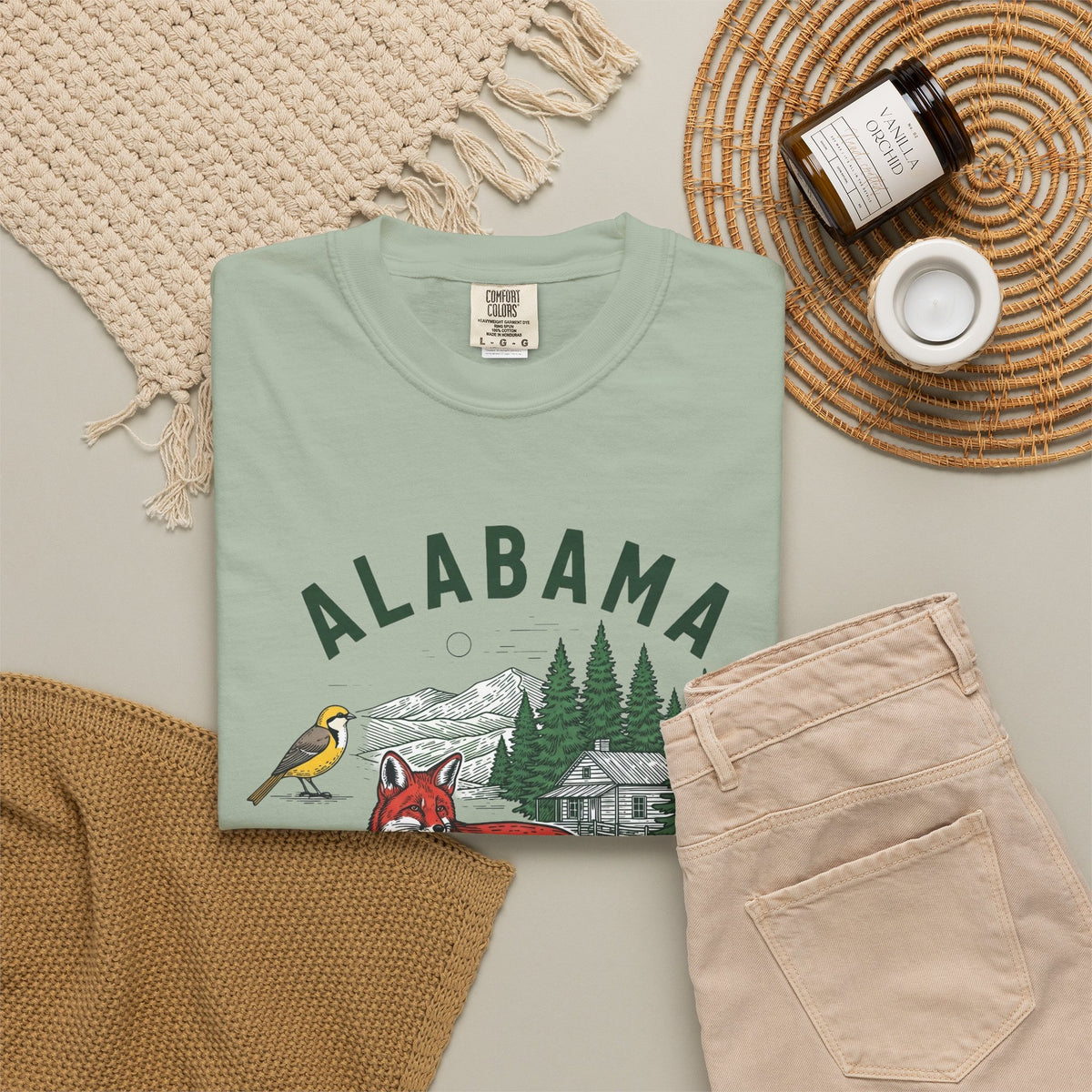 Alabama Graphic Unisex Heavyweight Garment-Dyed 100 US Cotton Tee Relaxed Fit - 3