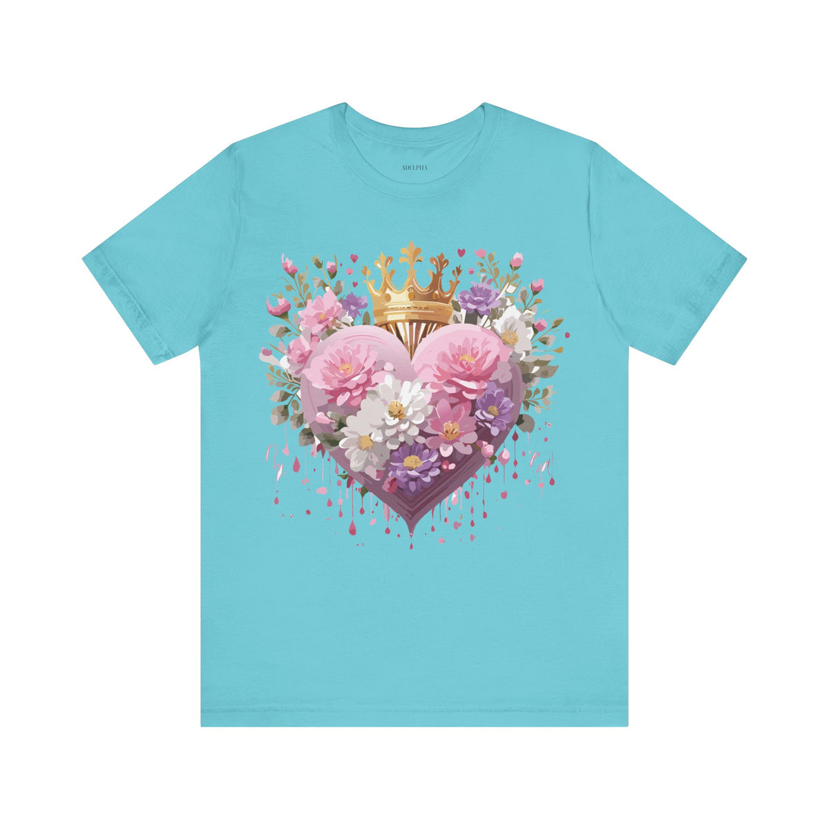 Valentine's Day Graphic Unisex Cotton Bella+Canvas Tee with Floral Art Design d129