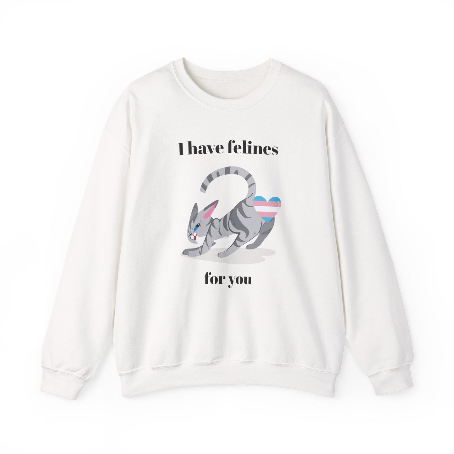 Cat Heart Sweatshirt Unisex Valentine Design 50 50 Cotton Poly Gildan 18000 Crewneck