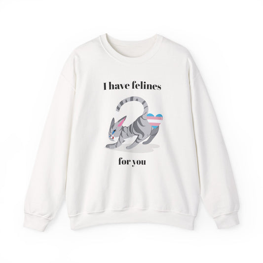 Cat Heart Sweatshirt Unisex Valentine Design 50 50 Cotton Poly Gildan 18000 Crewneck
