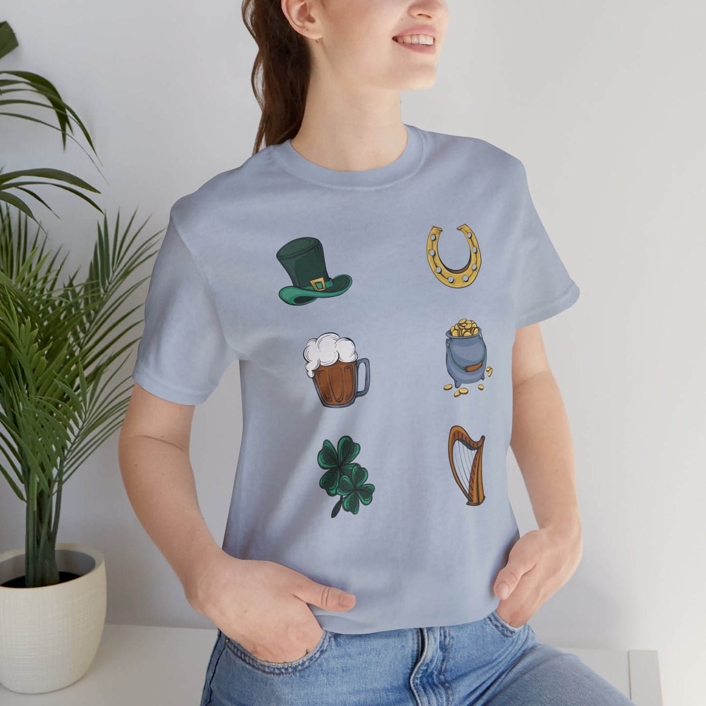 Unisex Cotton Tee Shirt with Lucky Prints