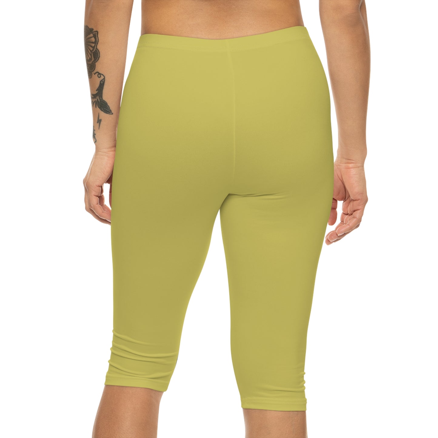 Golden Sand Color Women's Brushed Suede Poly Span Casual Capri Leggings XS-2XL