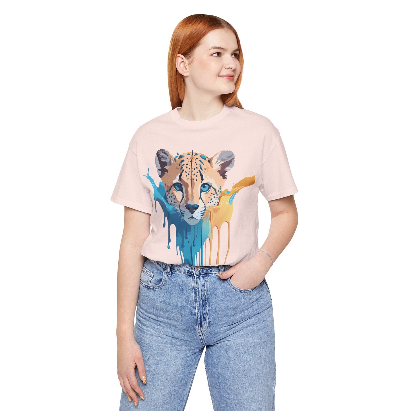 Adelpha Cheetah Graphic Jersey Tee Unisex Short Sleeve Art Design