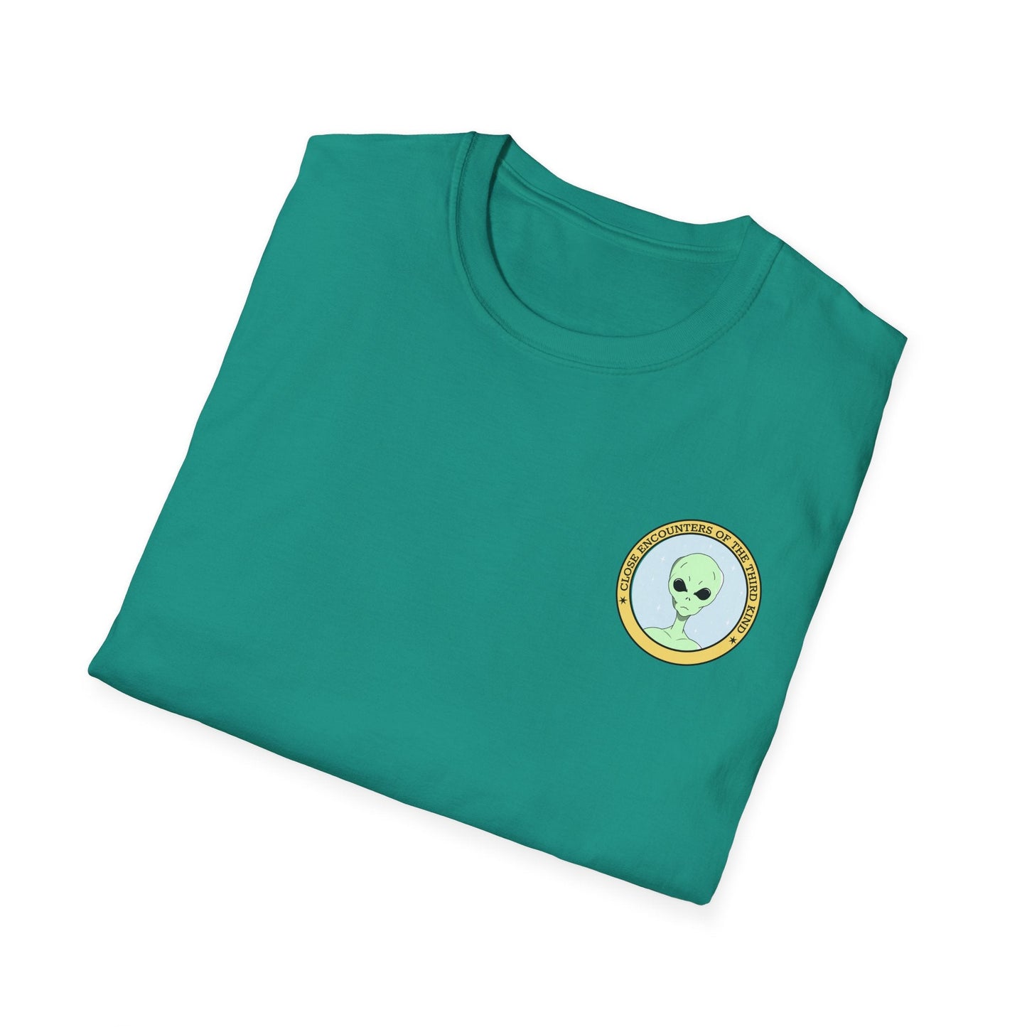 Alien Badge TShirt  Small Chest Logo I Believe Retro Space Tee