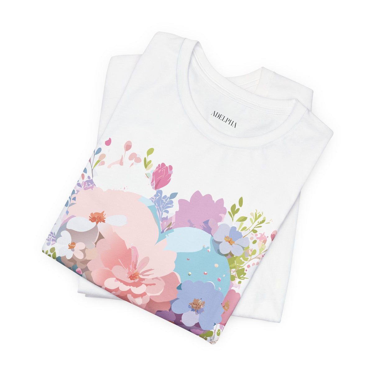 Valentine's Day Graphic Unisex Cotton Bella+Canvas Tee with Floral Art Design d137