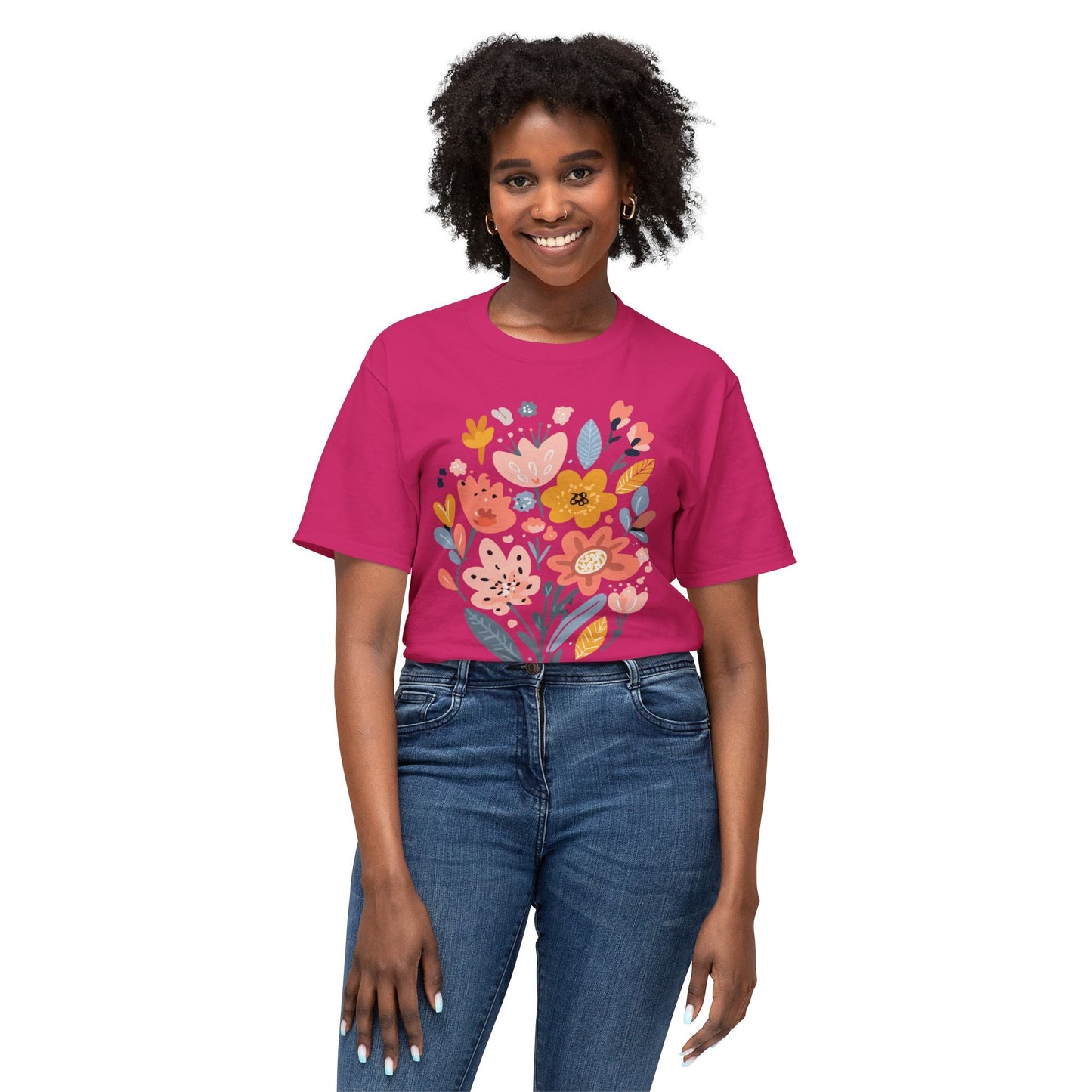 Unisex HD Cotton Floral Art Print T Shirt With Vintage Flowers Design Tee Premium Quality