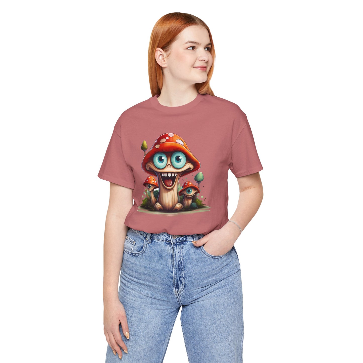 Cute Mushroom Graphic Tee, Fun Cartoon Shirt, Funny Mushroom Shirt, Cute Cartoon Tees, Graphic T-Shirt, Art Design T-Shirt