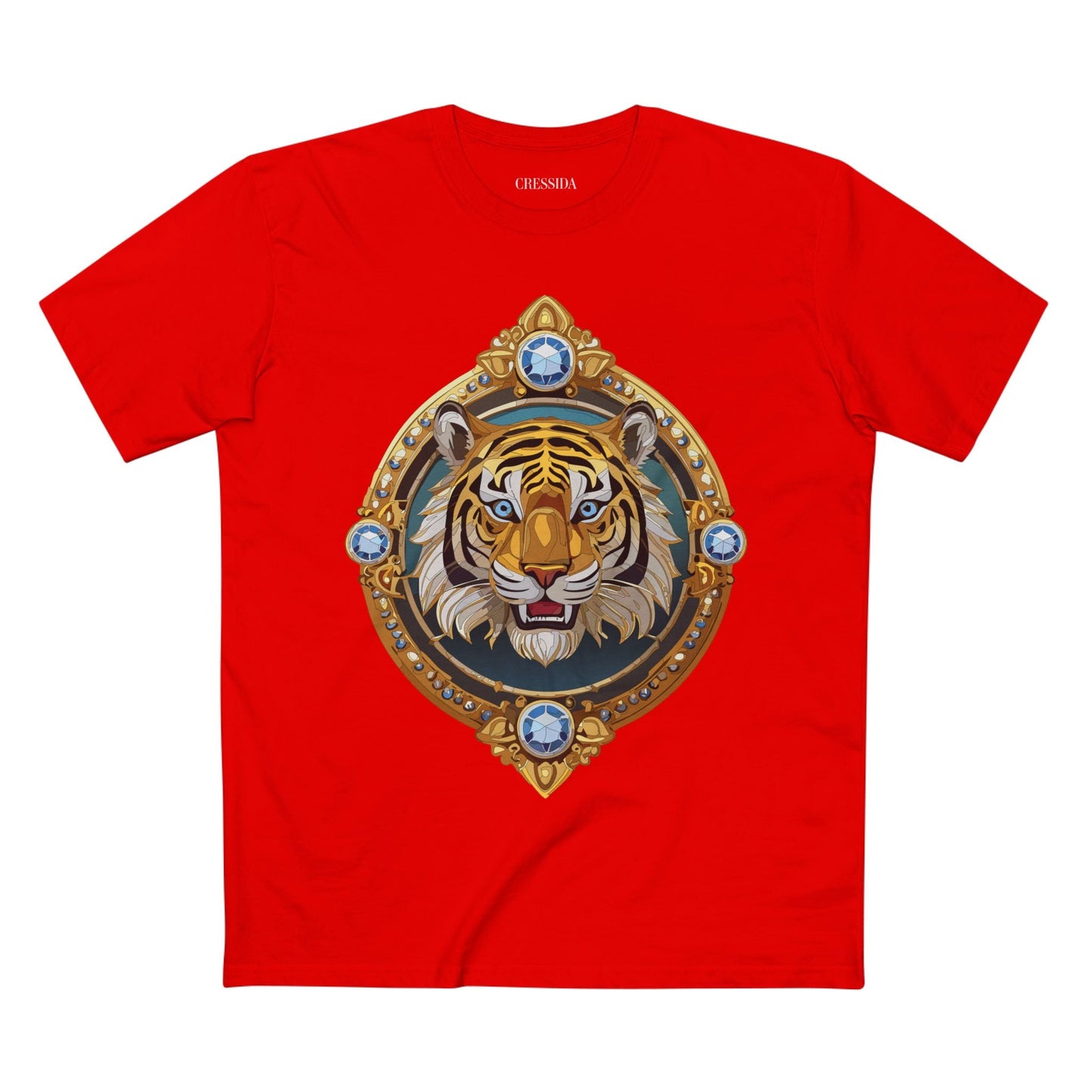 Tiger Graphic Unisex 100 Cotton Tee With Unique Animal Golden Medallion Art Design 6