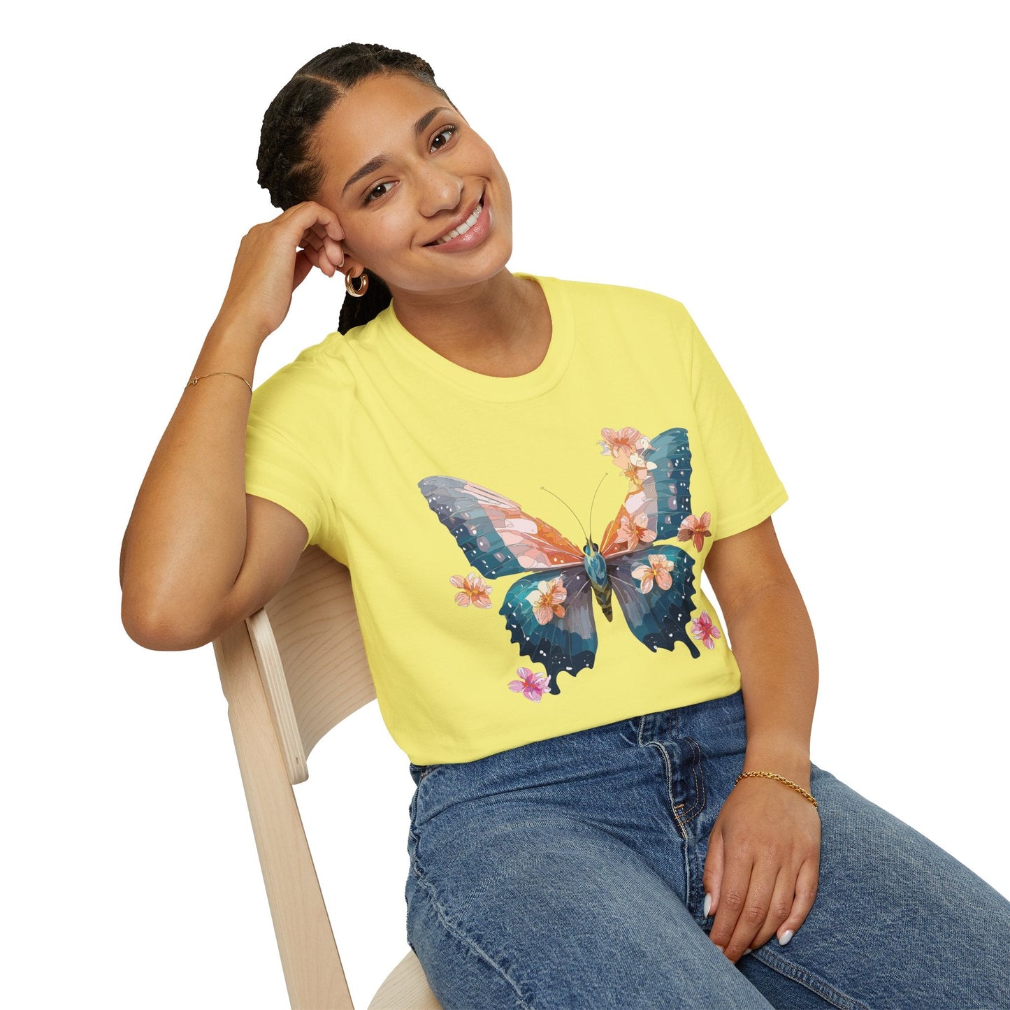 Butterfly Shirt Unisex T Shirt Monarch Print Gildan Softstyle 64000 Ring Spun Cotton Tee