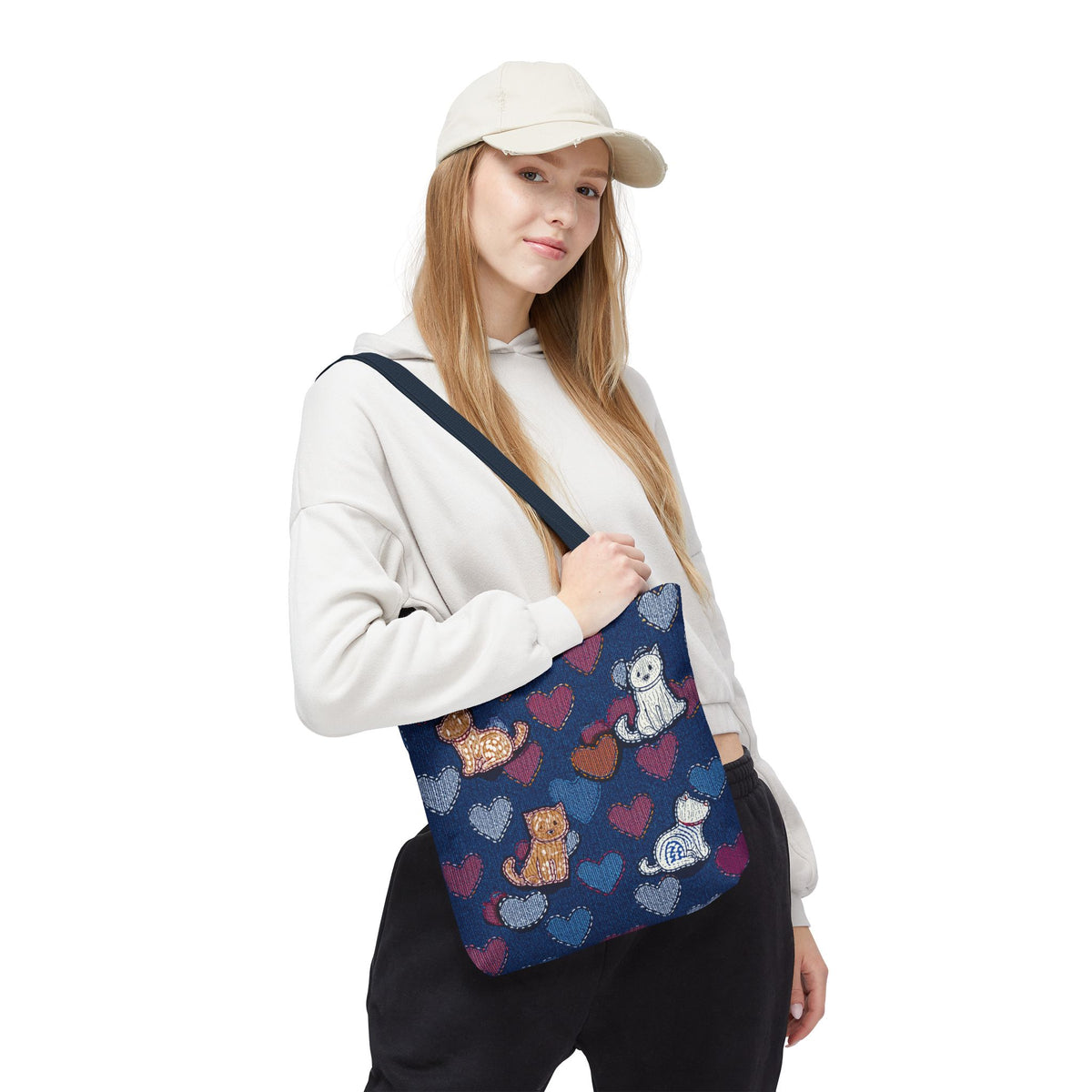 Love Day Graphic Design Denim Fabric Imitation Print Unisex Canvas Bag POLY 3 Sizes Tote Bag 201-3