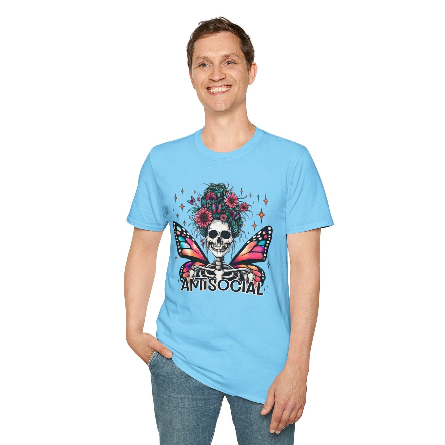 Unisex Skull Graphic Tee Shirt Short Sleeve Skeleton Gildan Softstyle 64000 100 Ring Spun Cotton