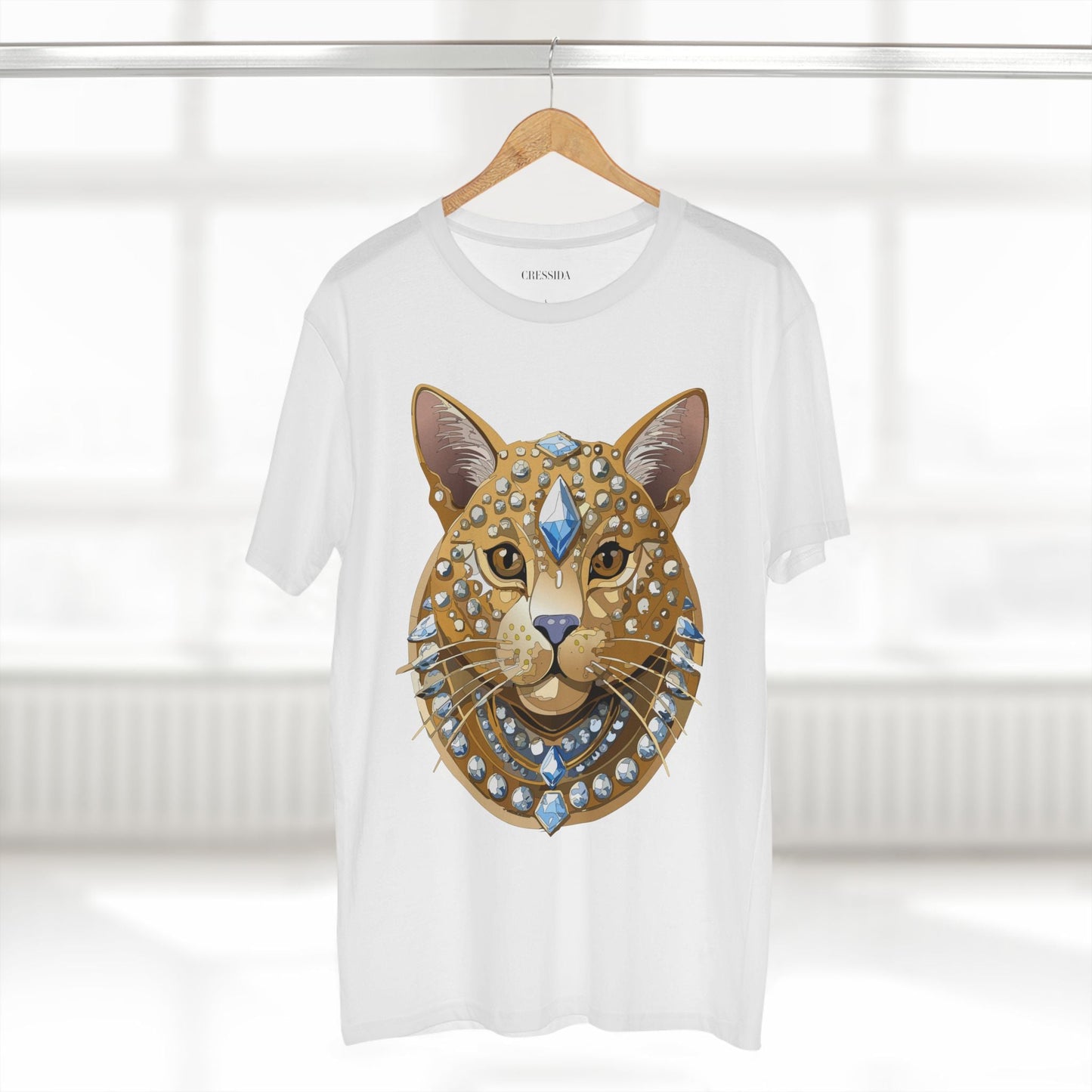 Cat Graphic Unisex 100 Cotton Tee With Unique Animal Golden Medallion Art Design 11