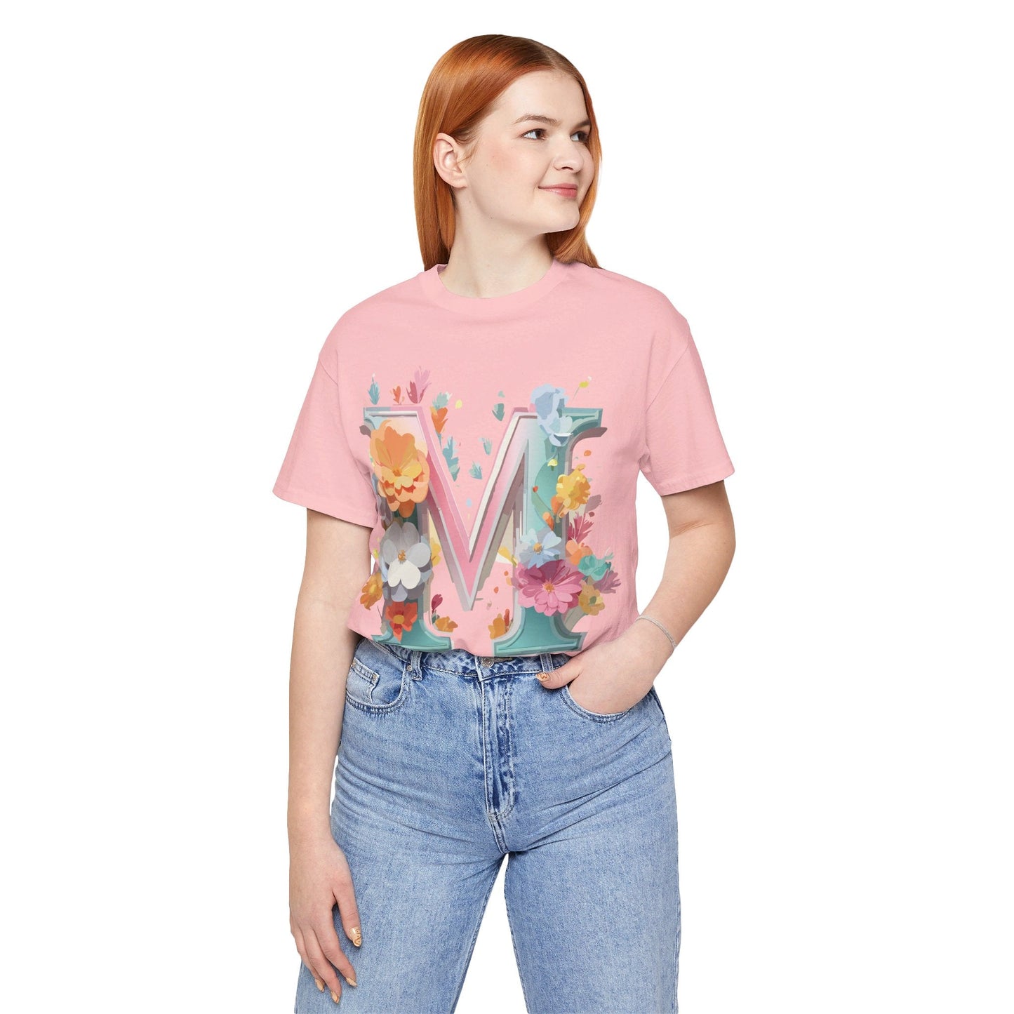Letter M Graphic Tee Unisex Short Sleeve Shirt By Adelpha Vintage Artwork Design