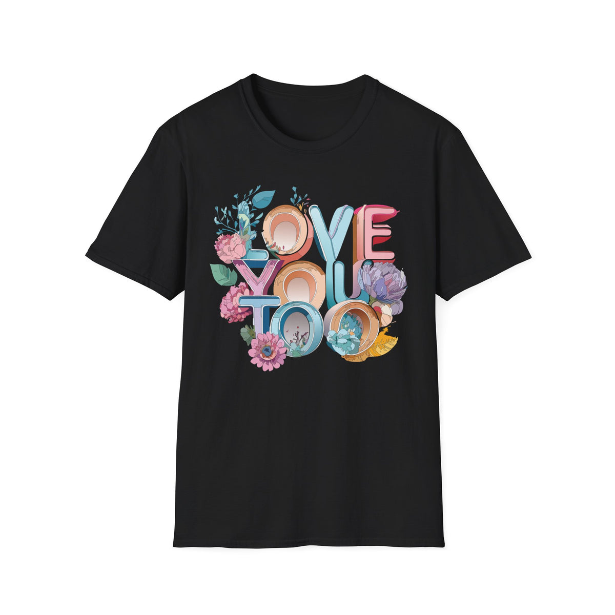 Love You Floral Typography T-Shirt | Pastel Retro Letters