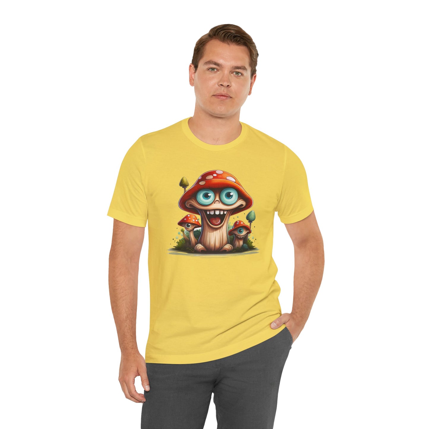 Cute Mushroom Graphic Tee, Fun Cartoon Shirt, Funny Mushroom Shirt, Cute Cartoon Tees, Graphic T-Shirt, Art Design T-Shirt