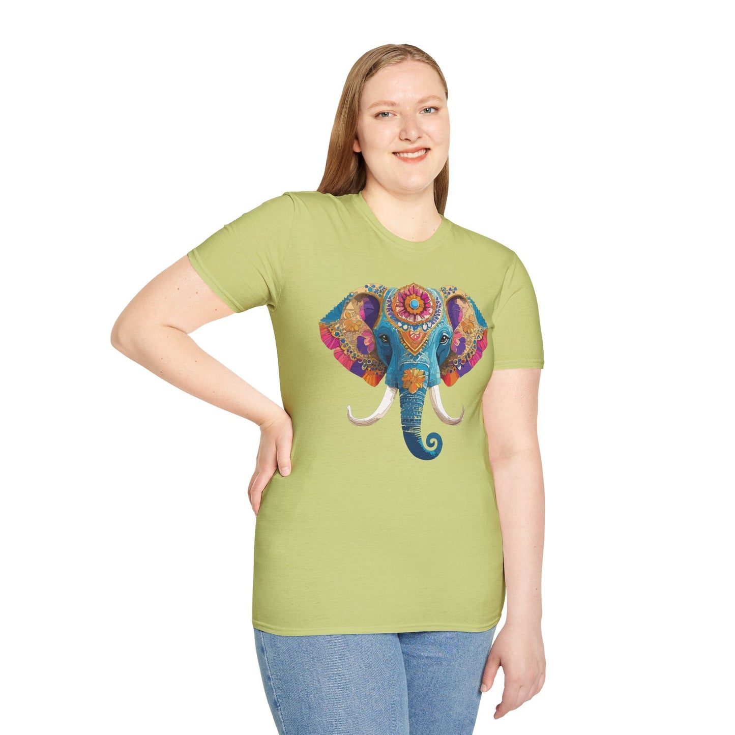 Unisex Elephant Graphic Tee Gildan Softstyle Cotton T Shirt Animal Print Comfortable Wear