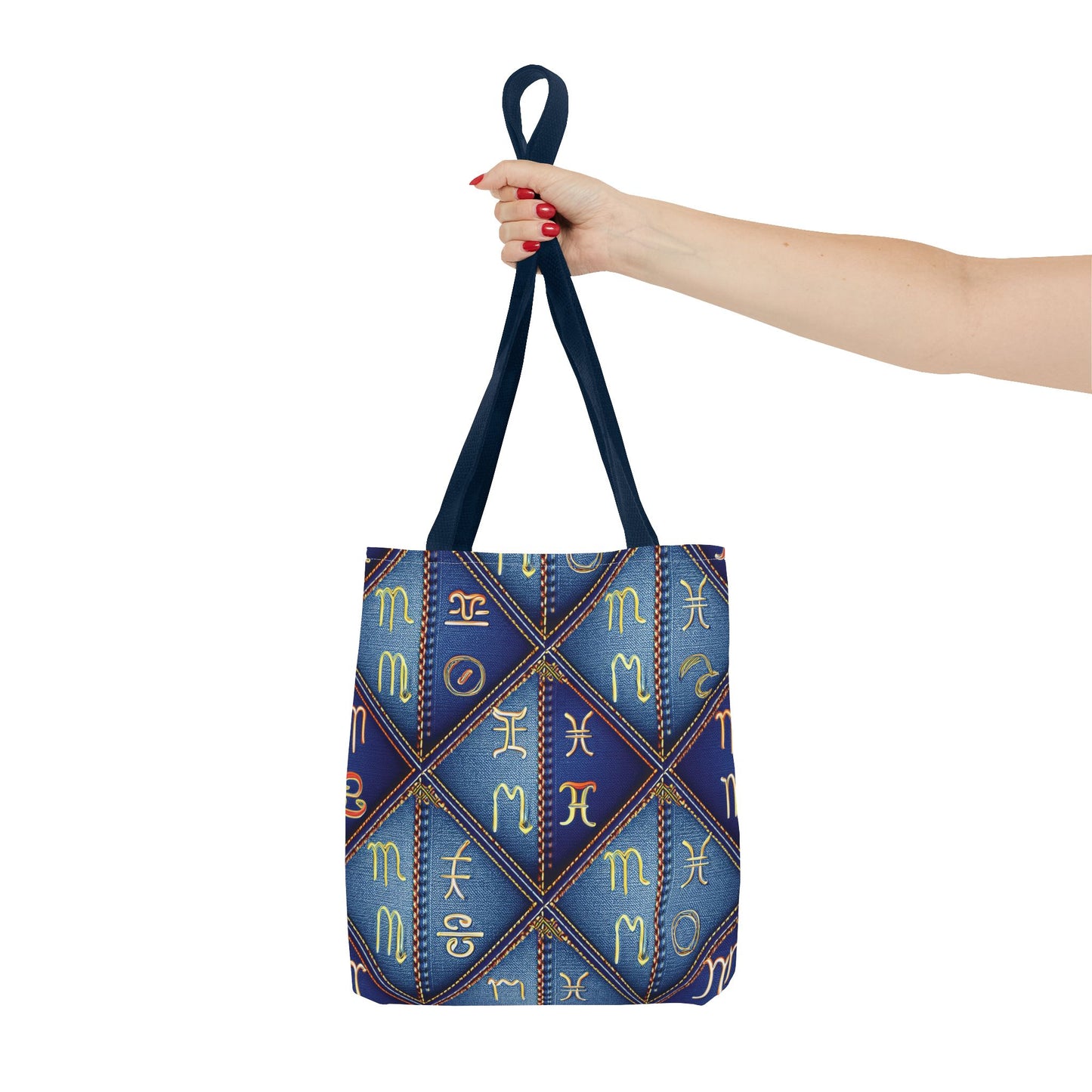 Denim Fabric Imitation Print Unisex Canvas Bag Poly Spun 3 Sizes Tote Bag 184-7