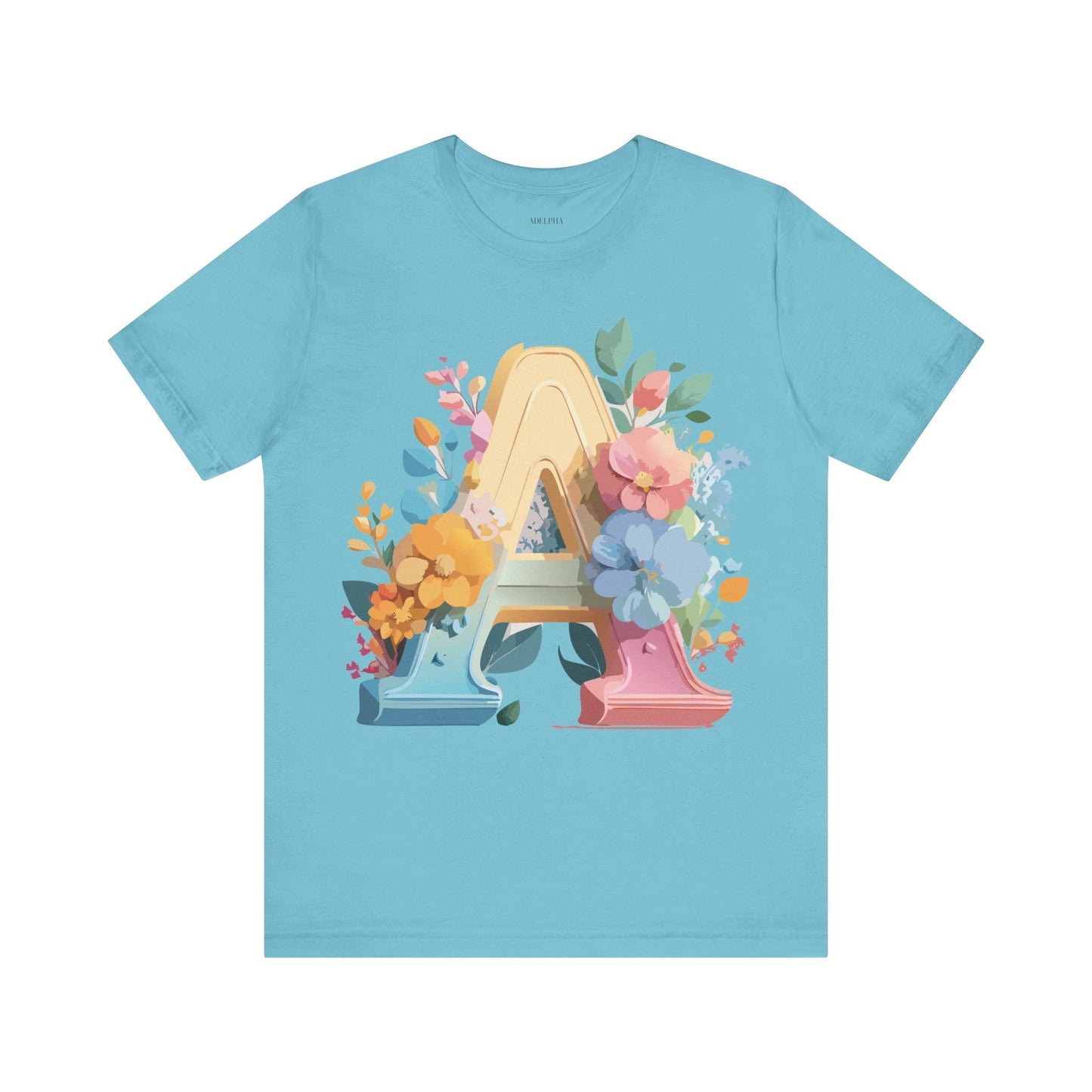Letter A Shirt Graphic Tee Unisex Short Sleeve by Adelpha Vintage Inspired Art Tee