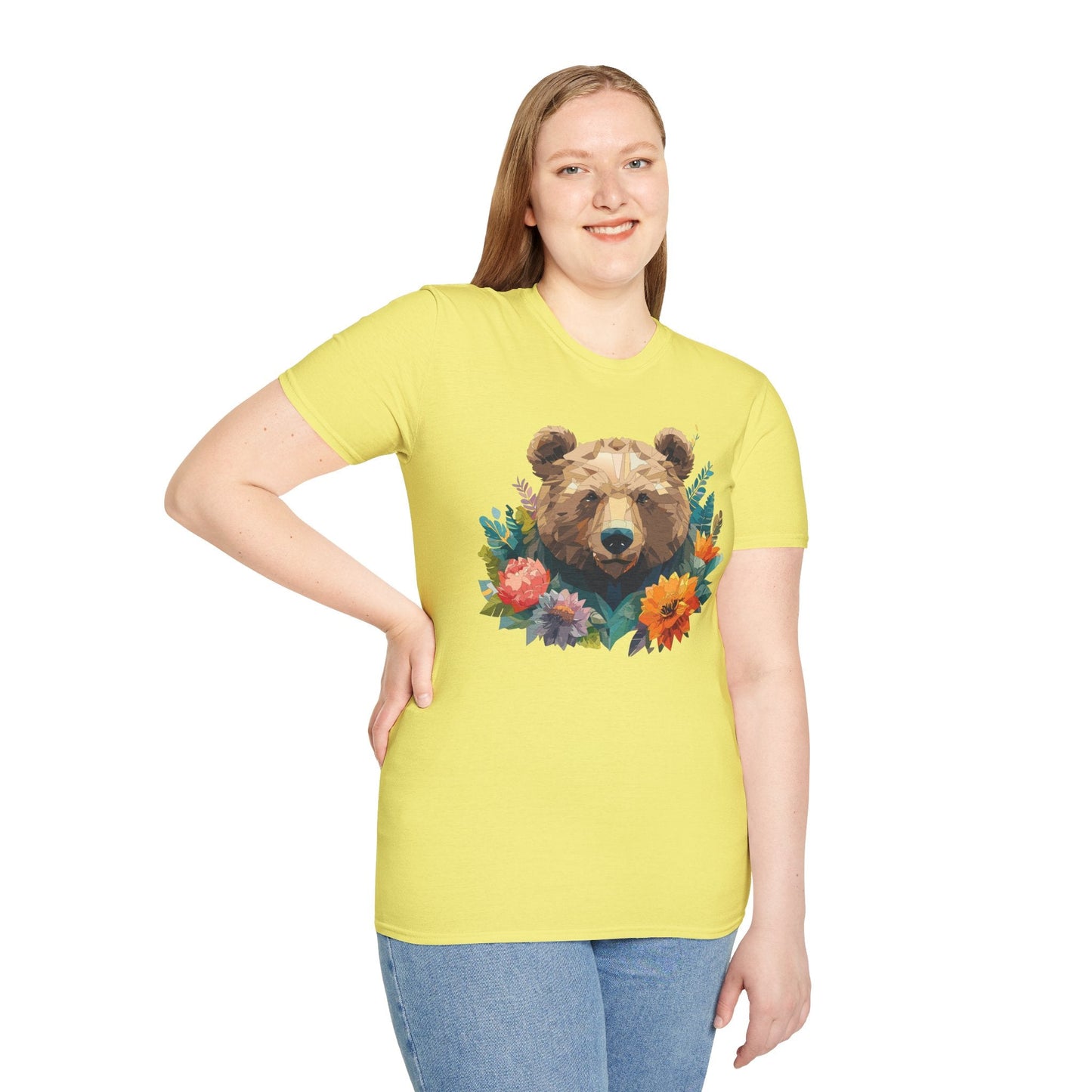 Bear T Shirt Unisex Softstyle Tee 100 Percent Ring Spun Cotton Gildan 64000 Comfortable