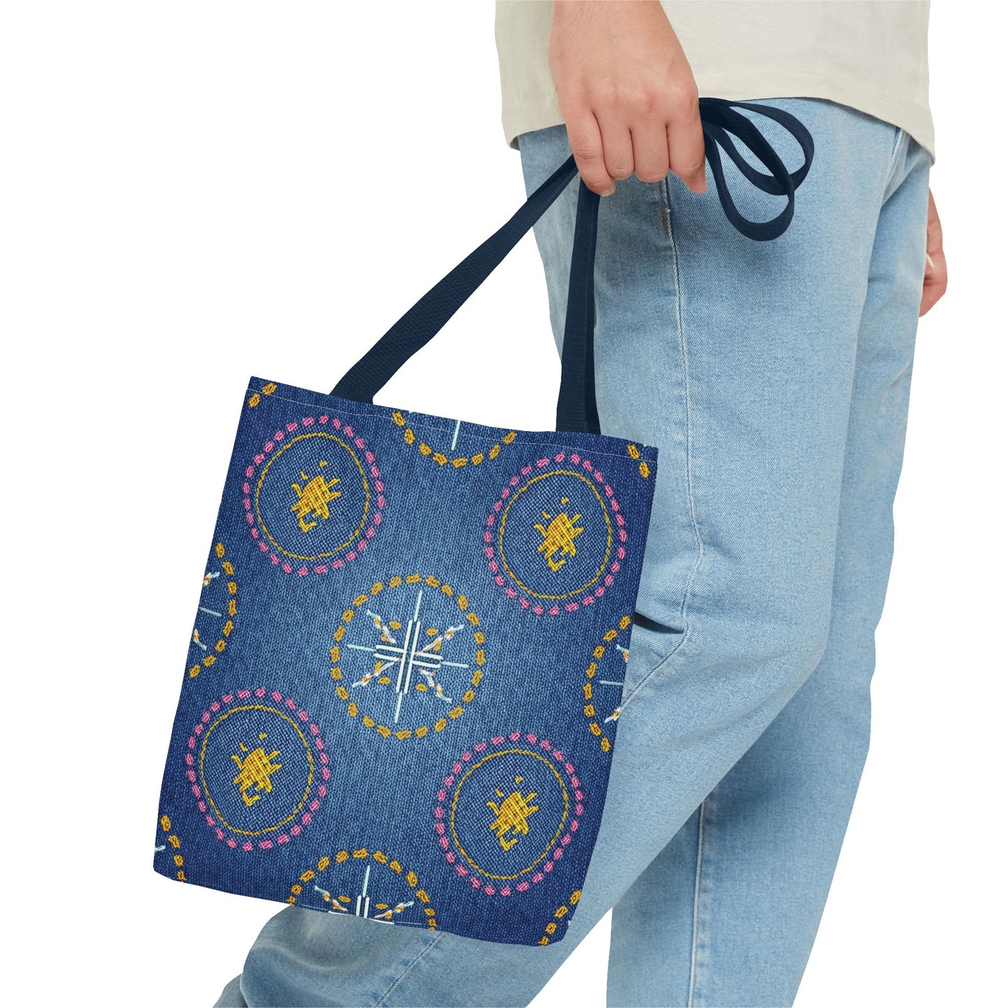 Diwali Graphic Denim Fabric Imitation Print Unisex Canvas Bag Poly Spun 3 Sizes Tote Bag 205-3