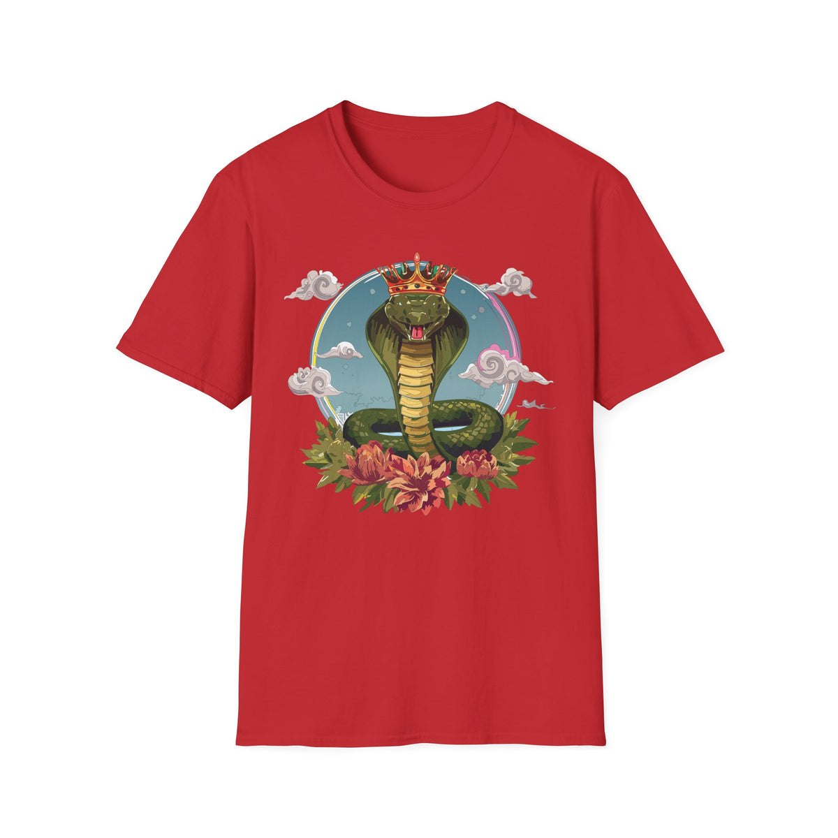 Crowned King Cobra T-Shirt | Snake Illustration, Regal Reptile Art