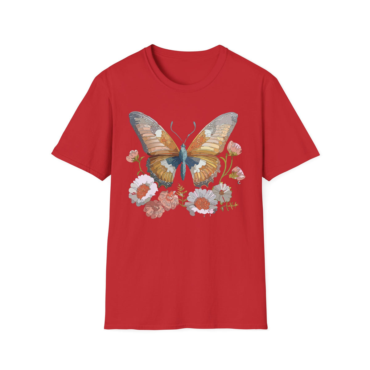 Butterfly Floral Watercolor Wings Graphic Design Unisex 100 Cotton Gildan T-Shirt