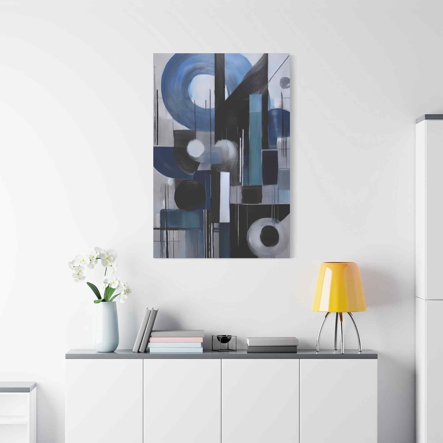 Blue Abstract Painting Print Canvas 20x24,20x30,24x30, 24x32,24x36,30x40, 32x48,36x48,40x60 Pine-Wood Inner Frame ABS-28
