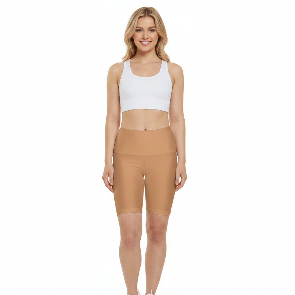 Light Bronze Women’s Workout Shorts — High-Waist Biker Shorts for Yoga, Running & Gym