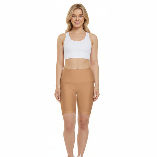 Light Bronze Women’s Workout Shorts — High-Waist Biker Shorts for Yoga, Running & Gym