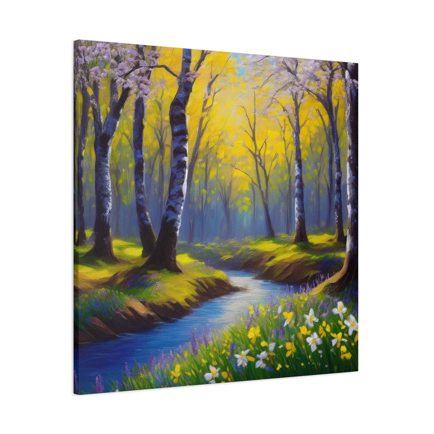 Spring Forest Print Canvas, Oil Paint Print 20x20, 24x24, 30x30, 32x32, 36x36 Art Design Print Pine-Wood Inner Frame MC-93