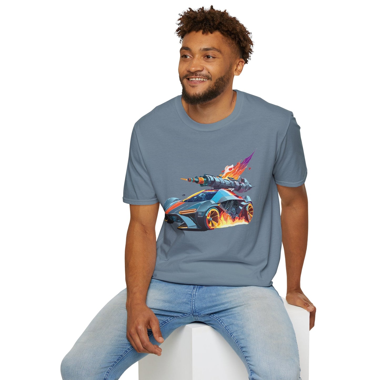 Car Graphic Unisex Cotto Softstyle Art Design with Hot Wheels Artwork Tee 5